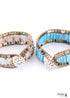 Boho Bracelet, RH Leather Wrap Bracelet, Pink Blue Lotus